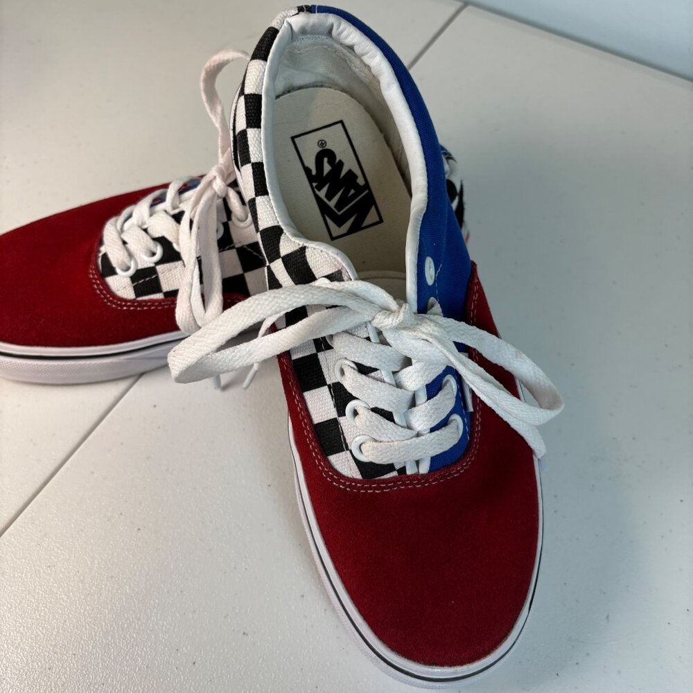 Vans Checkerboard Era Low Sneakers Blue Red Women’s 7.5 Men’s 6 EUC Skate Shoes - Picture 8 of 9